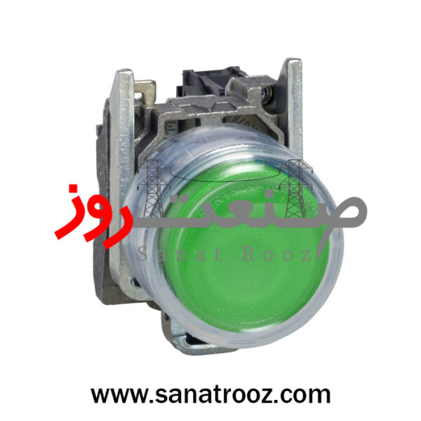 پوش باتن فلزی سبز اشنایدر الکتریک با پوشش محافظ