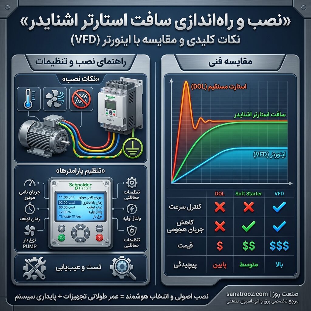 نصب و راهاندازی سافت استارتر اشنایدر: نکات کلیدی