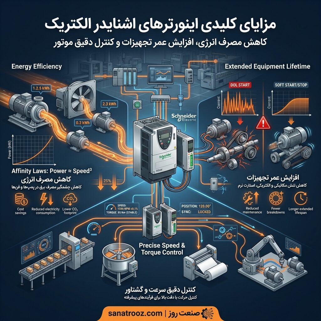 مزایای کلیدی استفاده از اینورترهای اشنایدر در صنعت روز